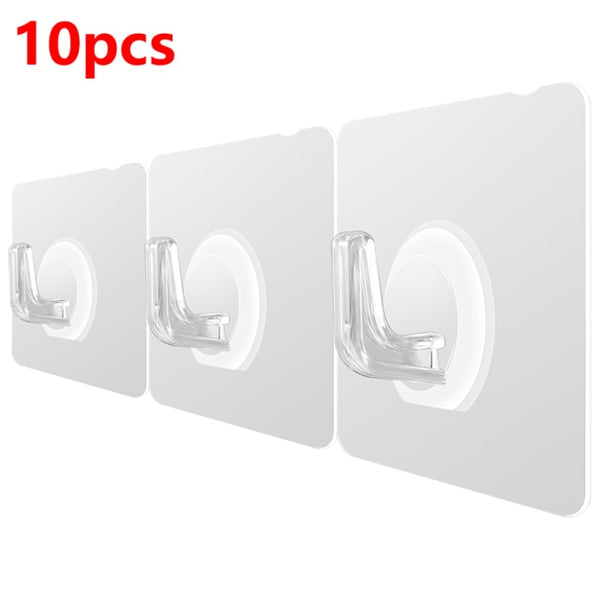 20/10 Pcs Hooks Transparent Strong Self Adhesive Door Wall Hangers Hooks Suction Heavy Load Rack Cup Sucker for Kitchen Bathroom