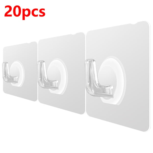 20/10 Pcs Hooks Transparent Strong Self Adhesive Door Wall Hangers Hooks Suction Heavy Load Rack Cup Sucker for Kitchen Bathroom