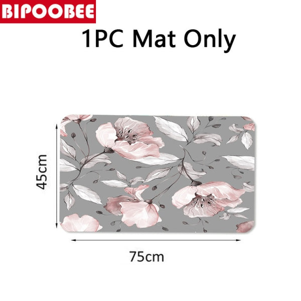 Pink Big Flower Print Shower Curtain European Style Waterproof Bathroom Curtains Home Decoration Non-Slip Rugs Bath Mat Set