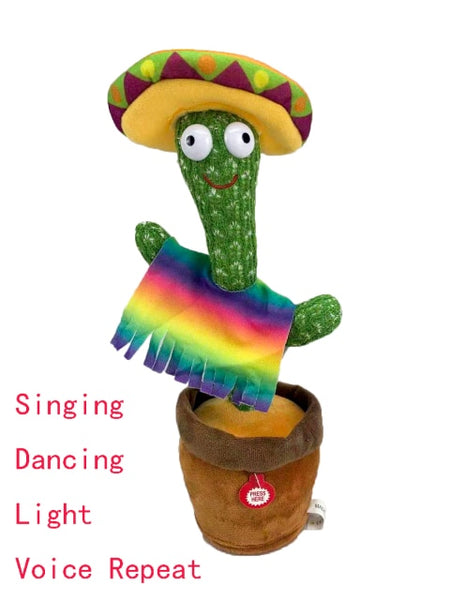 New Electronic Dancing Cactus Singing Dancing Decoration Gift for Kids Funny Early Education Toys Knitted Fabric Plush Toys