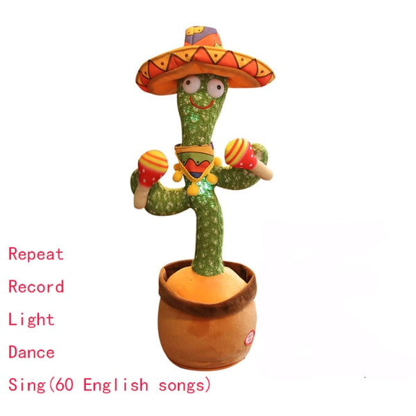 New Electronic Dancing Cactus Singing Dancing Decoration Gift for Kids Funny Early Education Toys Knitted Fabric Plush Toys