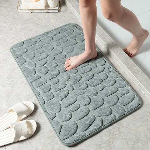 Home Bathroom Mat Non-slip Pebble Carpets Absorbent Lavatory Bedroom Floor Toilet Memory Foam Washable Rug Bathroom Decor Mat