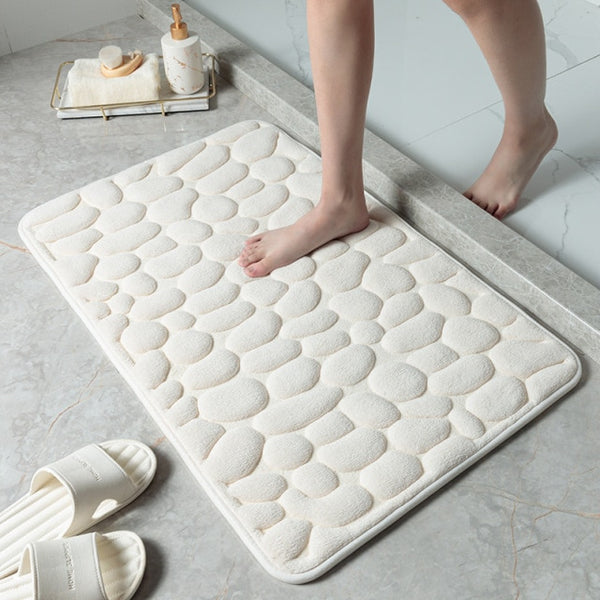 Home Bathroom Mat Non-slip Pebble Carpets Absorbent Lavatory Bedroom Floor Toilet Memory Foam Washable Rug Bathroom Decor Mat