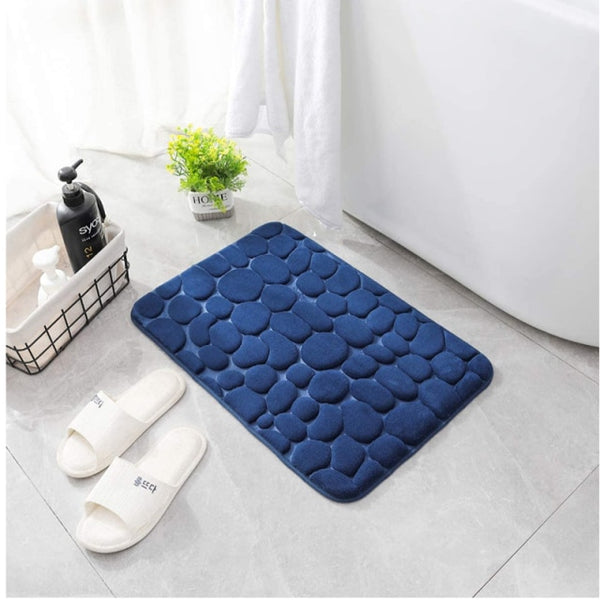 Home Bathroom Mat Non-slip Pebble Carpets Absorbent Lavatory Bedroom Floor Toilet Memory Foam Washable Rug Bathroom Decor Mat