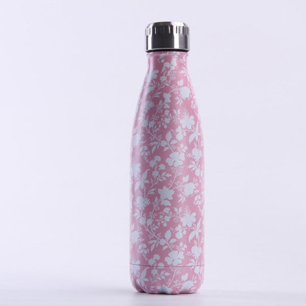 143-146 Butterfly Floral Water Bottle Coffee Tea Cups Double Wall Beer Thermos Bottle Outdoor Travel Sport Chilly Drink Mug