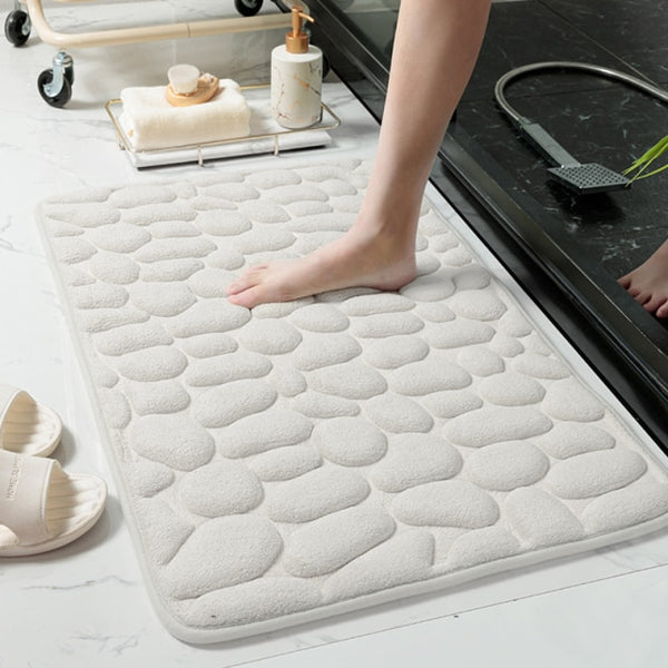 Cobblestone Embossed Bathroom Bath Mat Non-slip Carpets In Wash Basin Bathtub Side Floor Rug Shower Room Doormat Memory Foam Pad