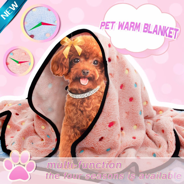 Soft and Fluffy High Quality Pet Blanket Cute Cartoon Pattern Pet Mat Warm and Comfortable Blanket for Cat and Dogs Pet Supplies