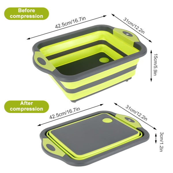 Folding Cutting Board Multifunctional Collapsible Sink Drain Basket Washable Vegetables Strainer Kitchen Dish Storage Organizer