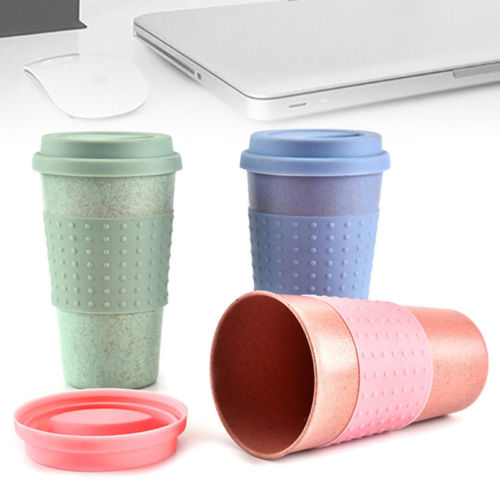 300ml Reusable Bamboo Fibre coffee Cups Eco Friendly Gifts 3 Colors Portable Coffee Tea Mugs Travel Mug With Lid