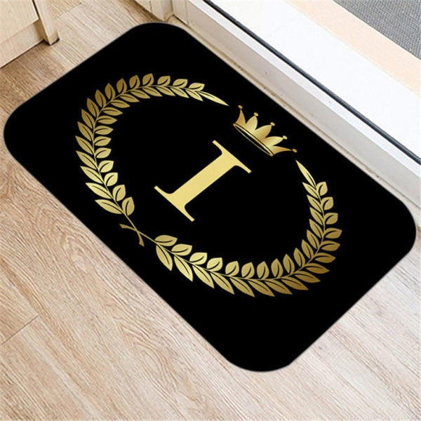 Black Carpets Golden Crown Letters Decorative Porch Doormat 40X60cm Kitchen Bathroom Anti-Slip Floor Mat Nordic Style Indoor Rug