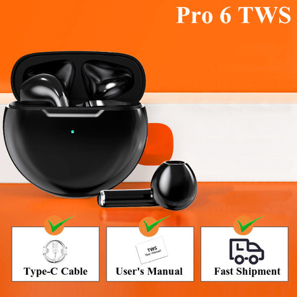 Mini Pro 6 TWS fone bluetooth Earbuds headphone With Mic Wireless Earphones Bass Game Headset Touch Control Bluetooth Headphones