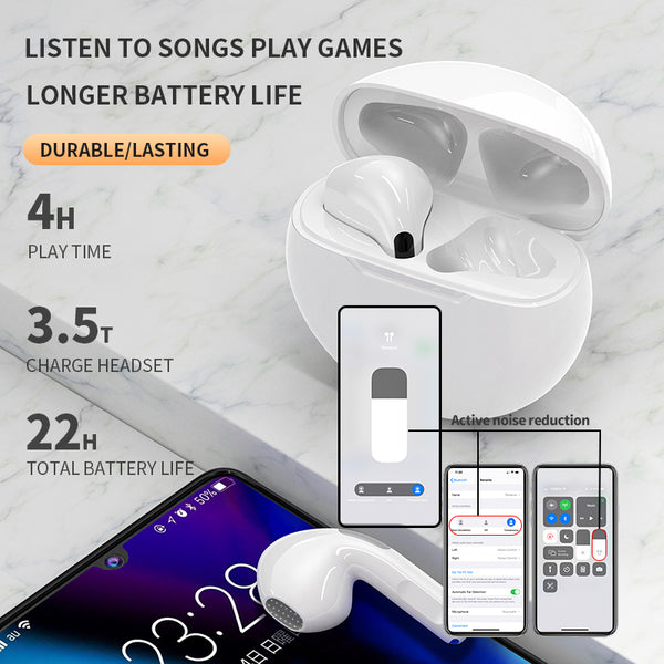 Mini Pro 6 TWS fone bluetooth Earbuds headphone With Mic Wireless Earphones Bass Game Headset Touch Control Bluetooth Headphones