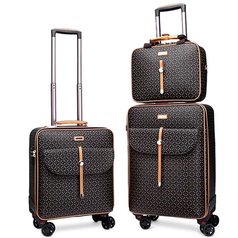 Carrylove 16"20"24" Women Retro Hand Luggage Set Two Travel trolley Suitcase Bag Travelling With Wheels