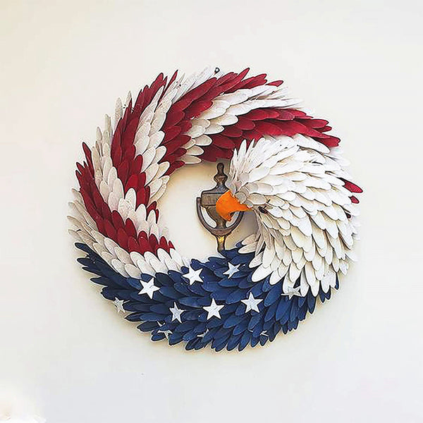 American Eagle Wreath Glory Patriotic Red White Blue Wreaths Garlands for Front Door Window Wall Yard Garden Festive Decoration