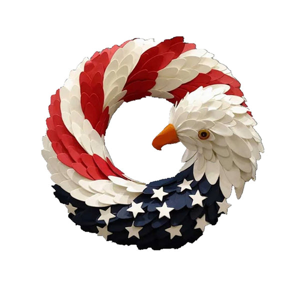 American Eagle Wreath Glory Patriotic Red White Blue Wreaths Garlands for Front Door Window Wall Yard Garden Festive Decoration